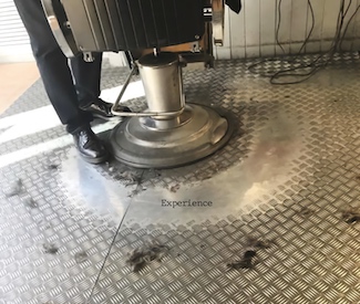 a worn out barbershop floor highlighting experience for this daily blog page (care more today)