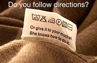 do you follow instructions? A laundry meme to promote "directions" podcast from Street Curb Curiosity