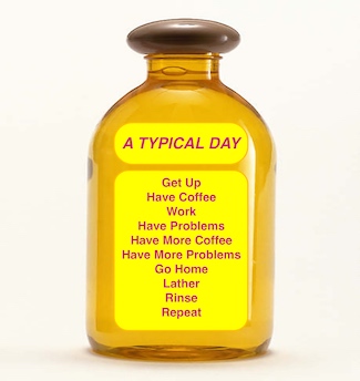 a shampoo bottle to illustrate how life is like rinse and repeat
